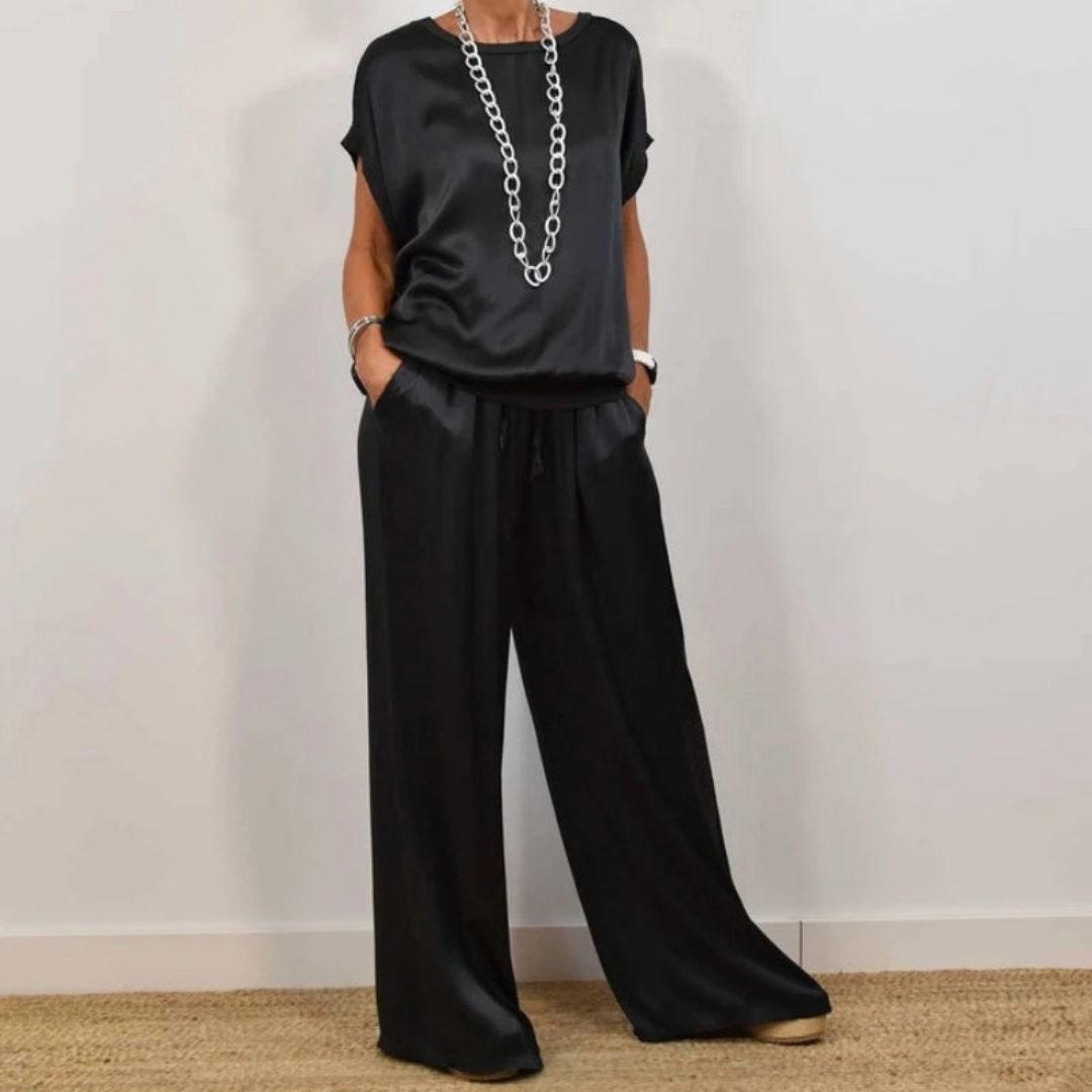 Nadine - Set aus Satinoberteil und weiter Hose