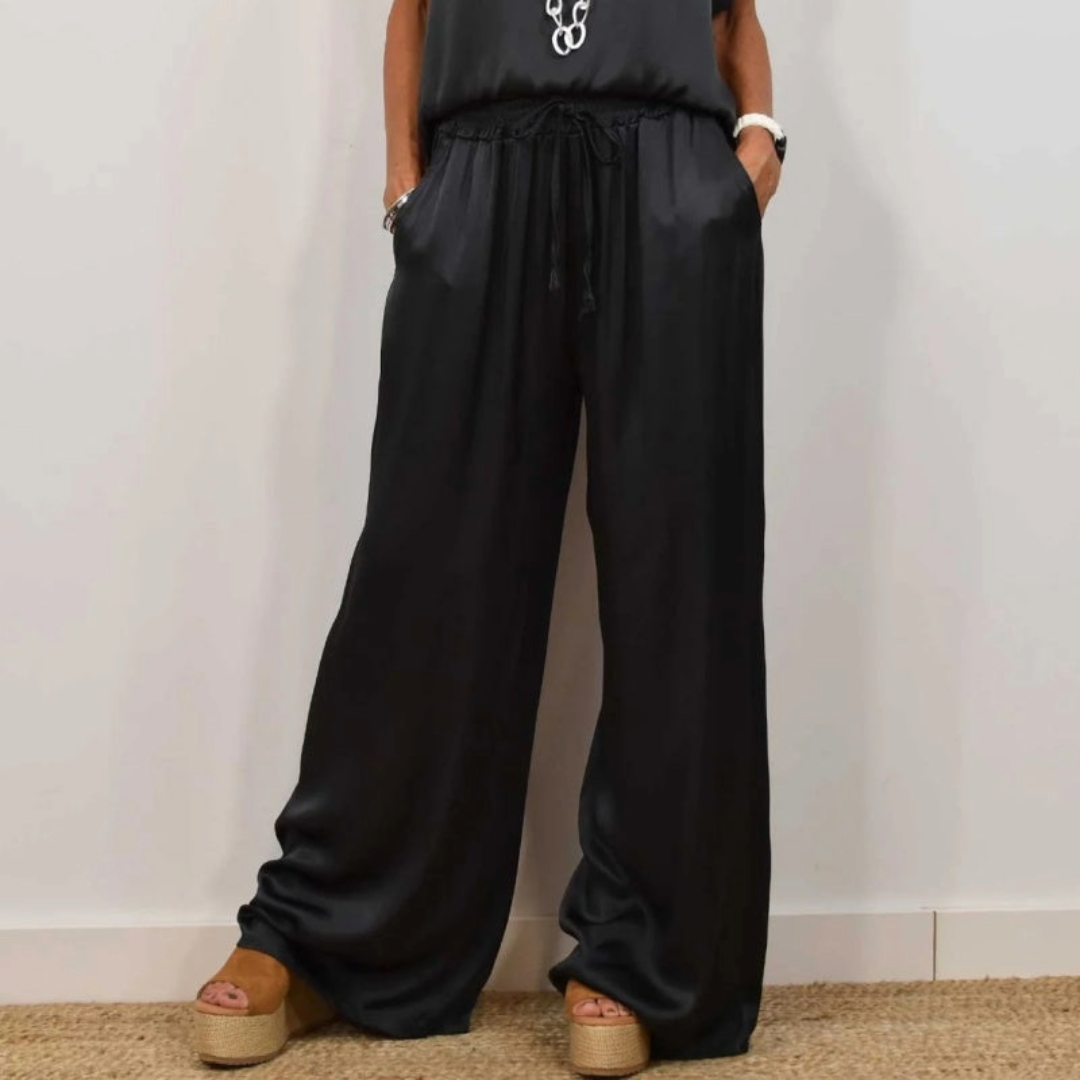 Nadine - Set aus Satinoberteil und weiter Hose