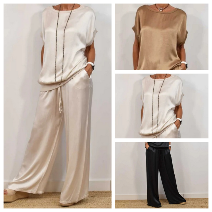 Nadine - Set aus Satinoberteil und weiter Hose