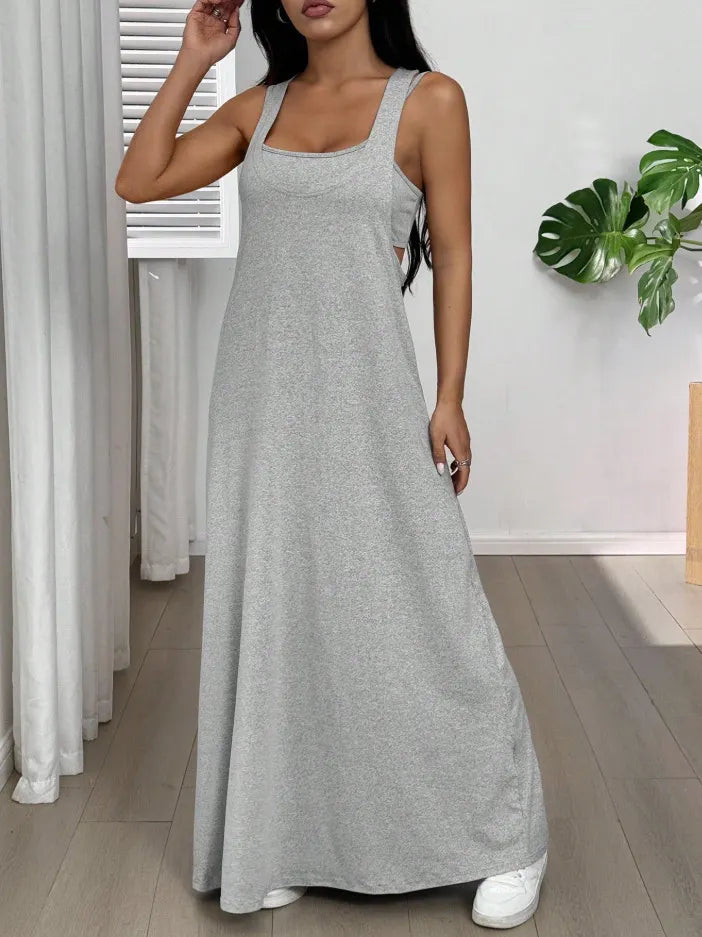 Evania - Zweiteiliges Maxikleid-Set im Lagenlook