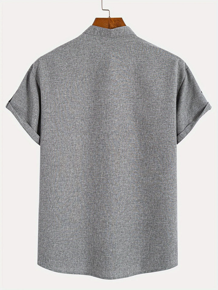Harlan - Strukturiertes Stehkragenhemd