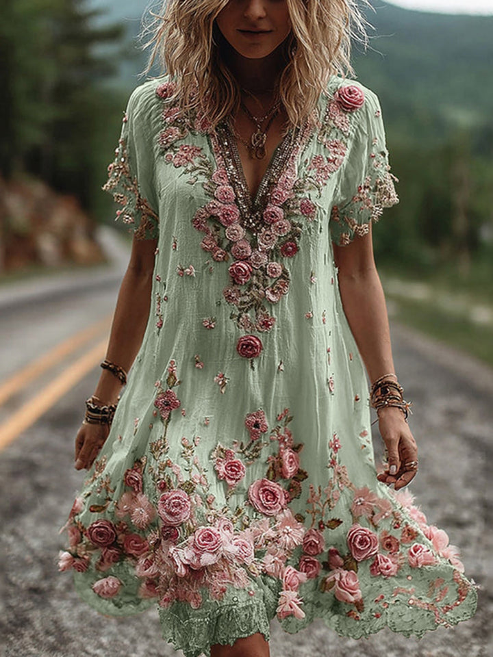 Giselda - blumenbesticktes Kleid