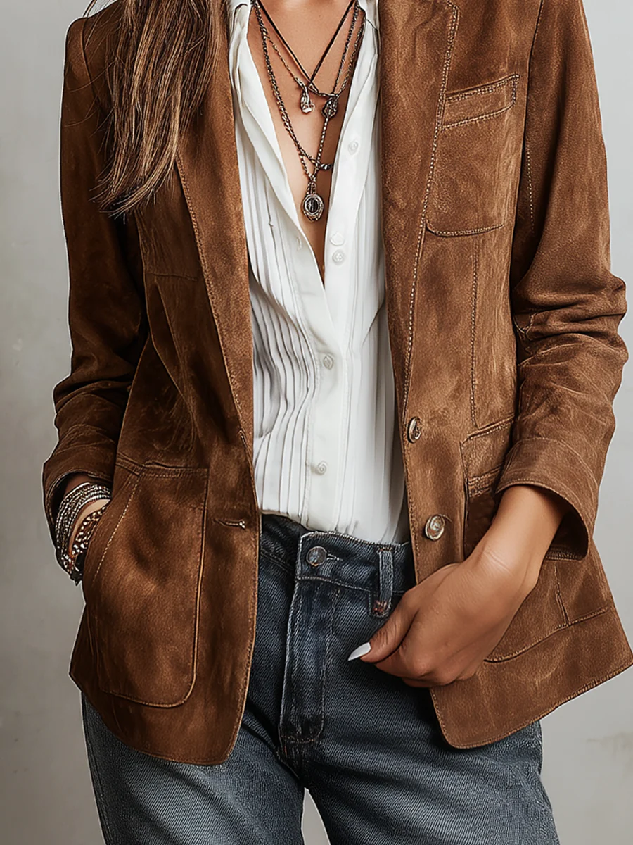 Mirevalle - Maßgeschneiderter Wildlederblazer im Vintage-Stil