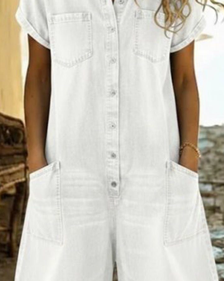 Ysmeria - Denim-Jumpsuit mit Knopfleiste vorn