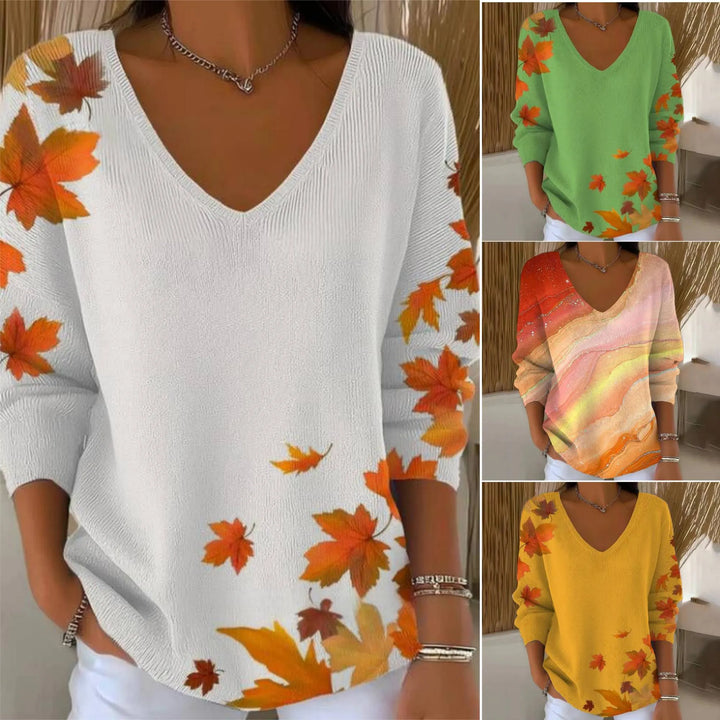 Carivella - Legerer Strickpullover mit Ahornblatt-Motiv