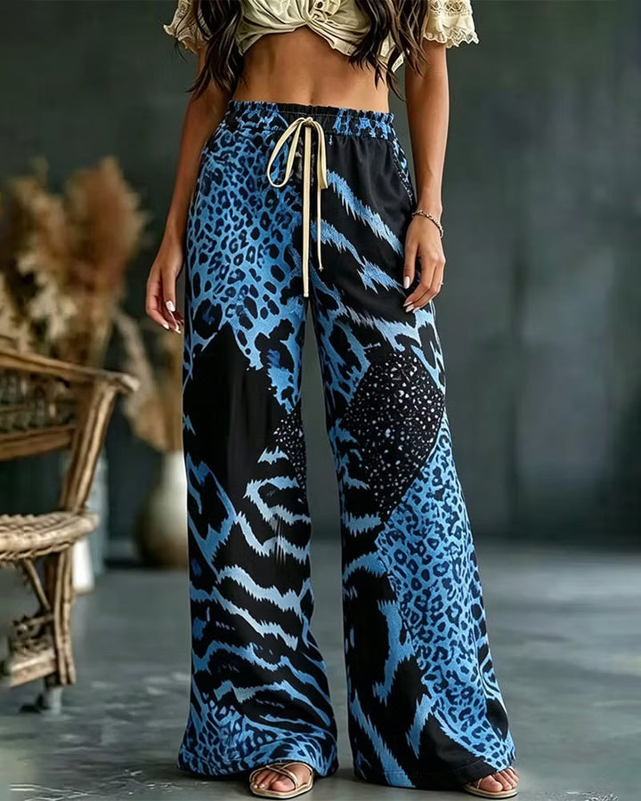 Elfrida - Weiche weite Hose mit Leopard-Print im Patchwork-Design
