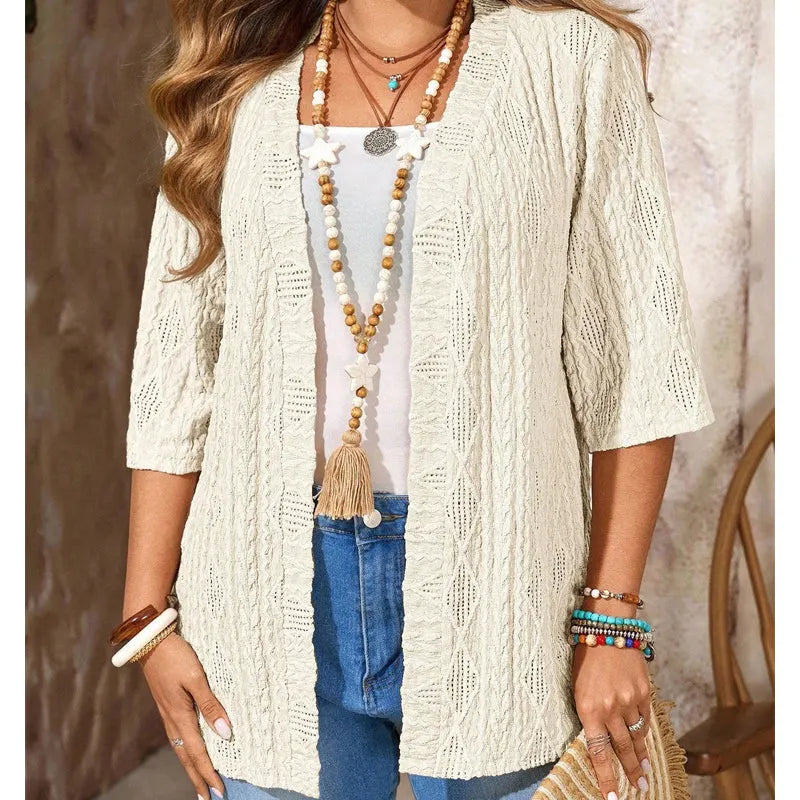 Delienne - Weiche Ajour-Strickjacke
