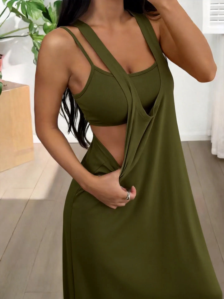 Evania - Zweiteiliges Maxikleid-Set im Lagenlook