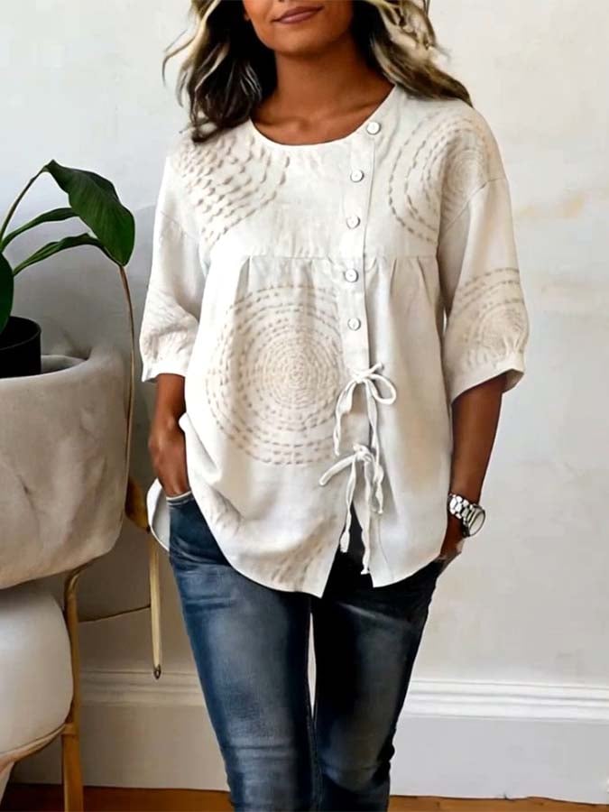 Kalliope - Legere Bluse mit durchgehender Knopfleiste