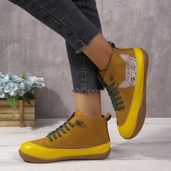 Zorelle - Bequeme Katzenmotiv-Stiefeletten