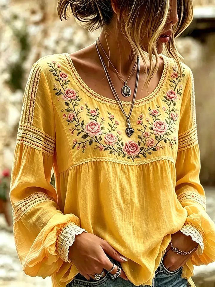 Tressalia - Bestickte Leinenbluse