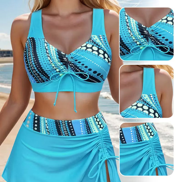 Xena - Bikini-Set mit Rock, Knotenfront und Raffung