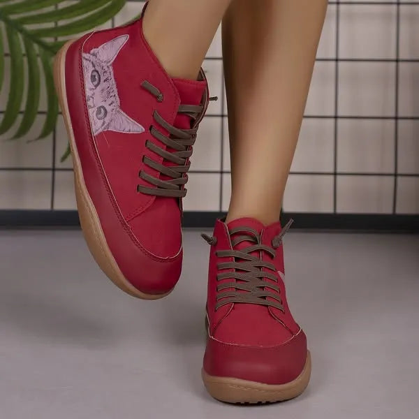 Zorelle - Bequeme Katzenmotiv-Stiefeletten