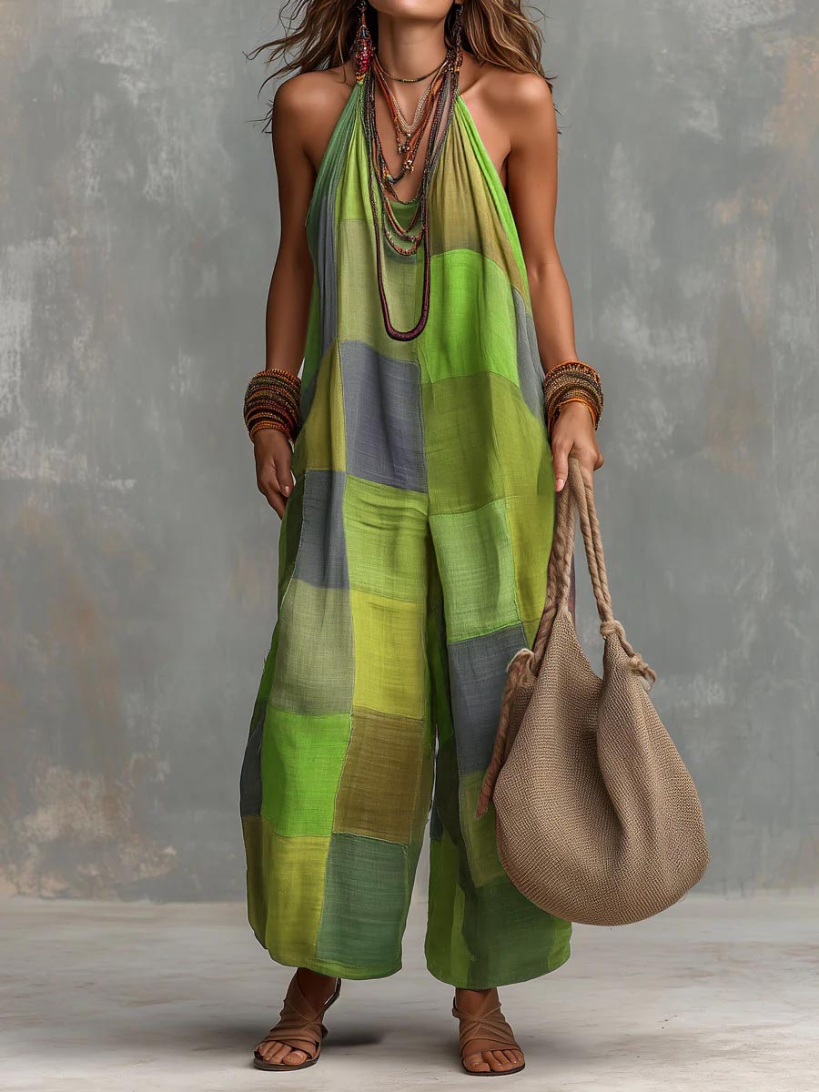 Adelyn - Neckholder-Jumpsuit in Patchwork-Optik