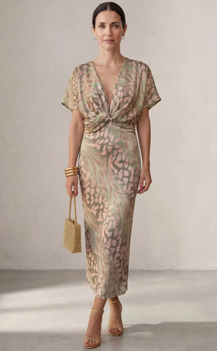 Selina - Drapiertes Kleid mit Knotendetail an der Taille