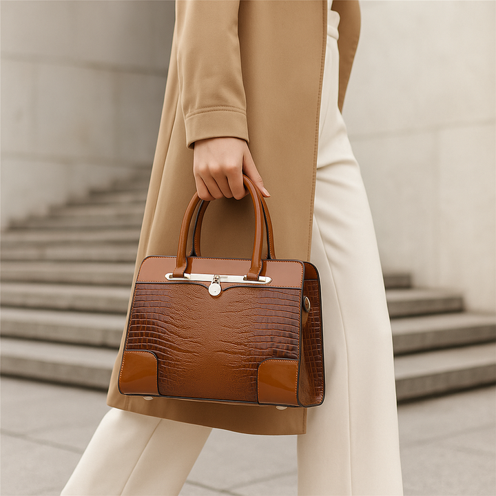 Aeryn - Formstabile Handtasche mit Kroko-Prägung