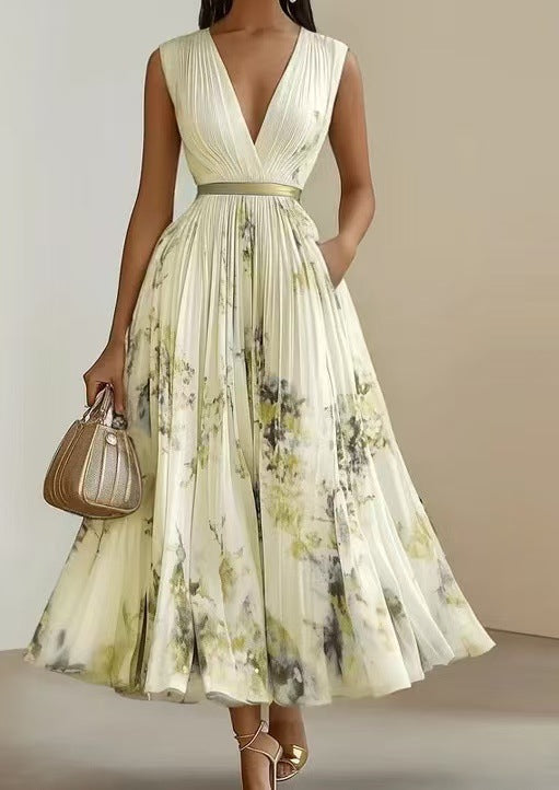 Nadia - Florales plissiertes Midikleid