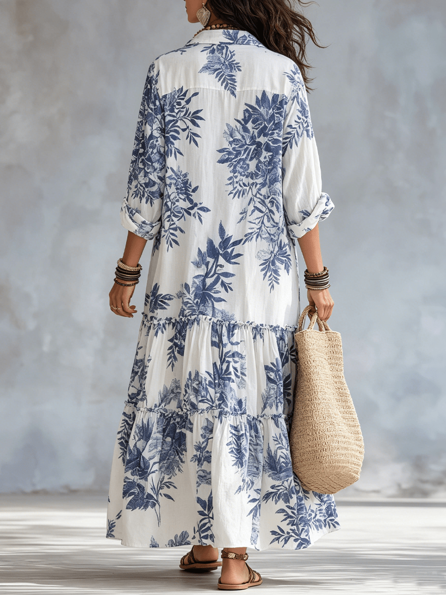 Thealise - Leichtes Maxikleid mit durchgehender Knopfleiste und Floralprint