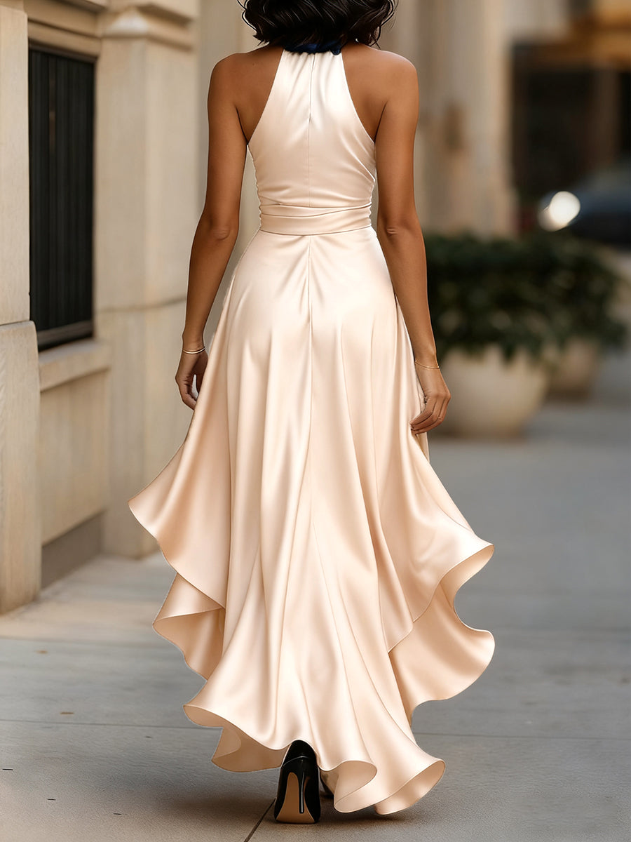 Palmer - Luxuriöses Wickel-Maxikleid mit Neckholder