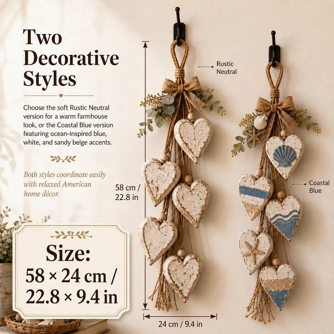 Alinora - Verwitterte Heart-Tassel-Wanddekoration