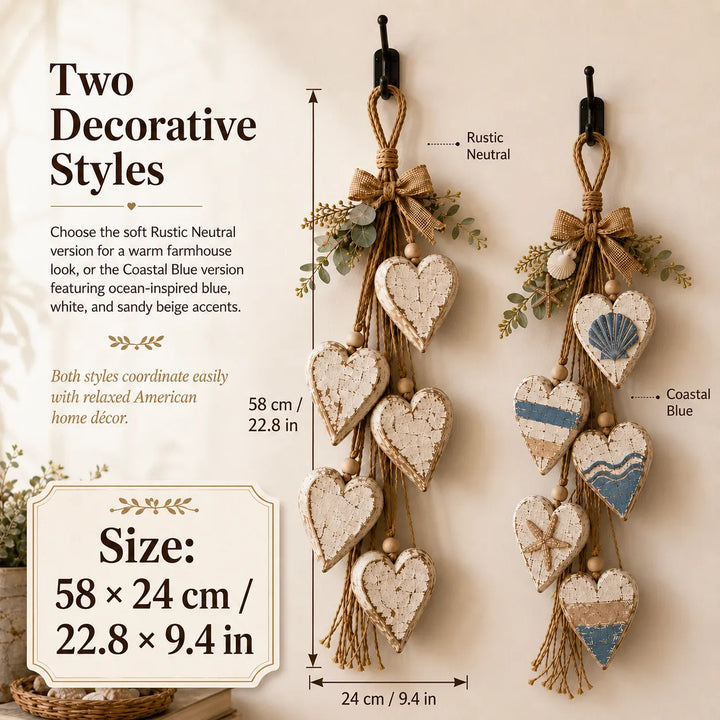 Alinora - Verwitterte Heart-Tassel-Wanddekoration