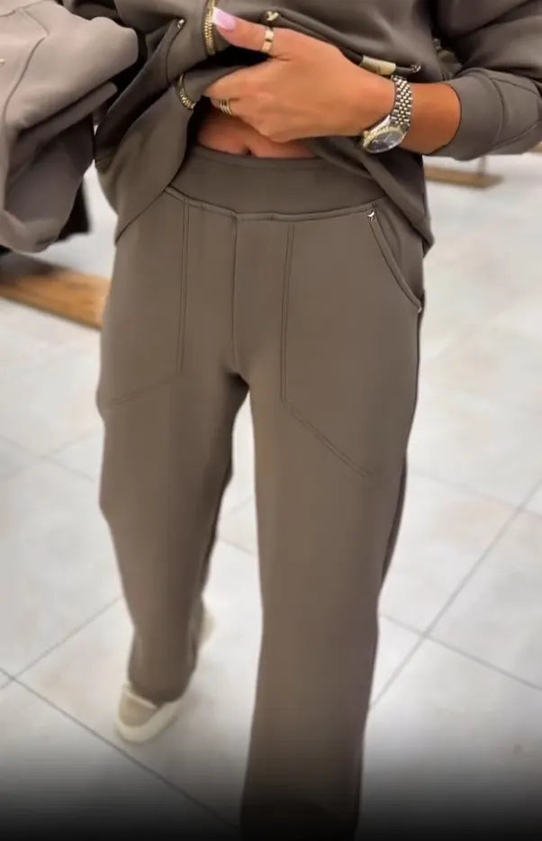 Floranique - Weiches Set aus verkürzter Jacke mit Reißverschluss und weit geschnittener Hose