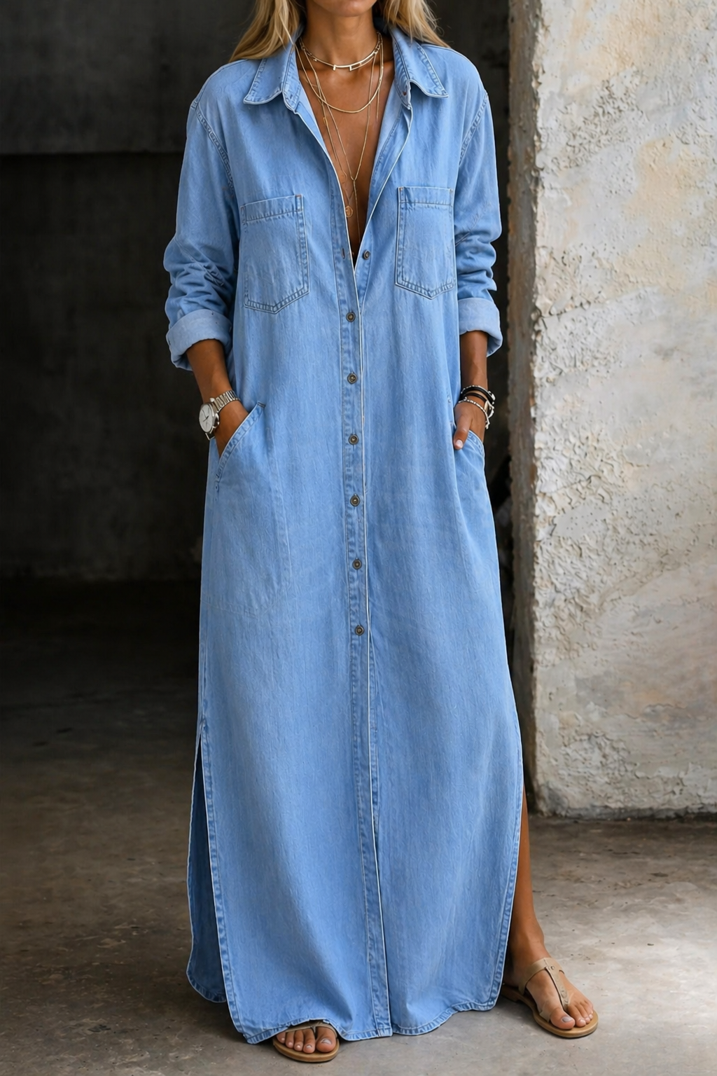 Ashlina - Soft-Touch-Hemdblusenkleid