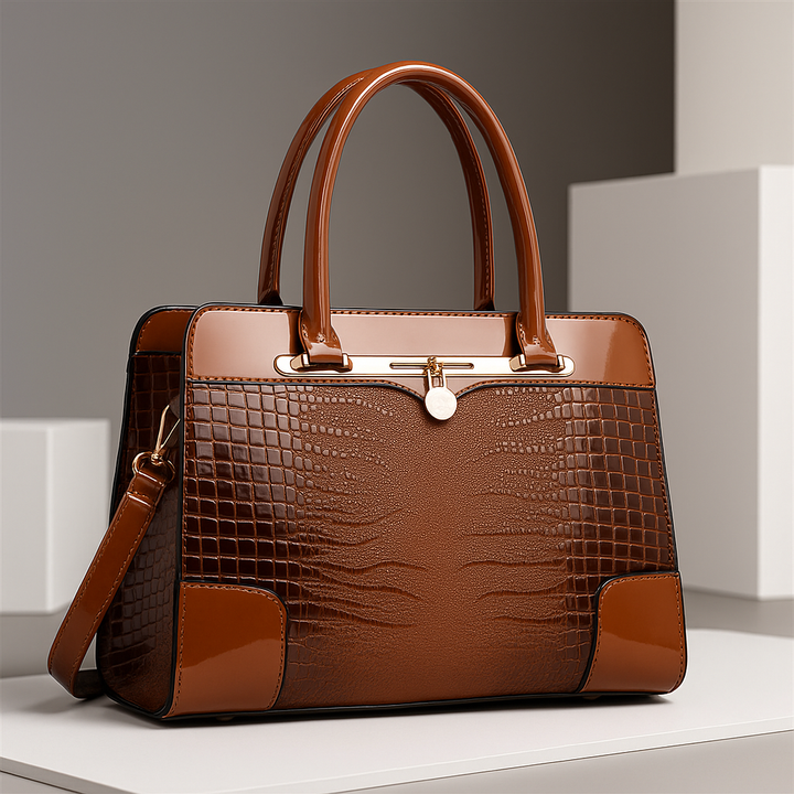 Aeryn - Formstabile Handtasche mit Kroko-Prägung