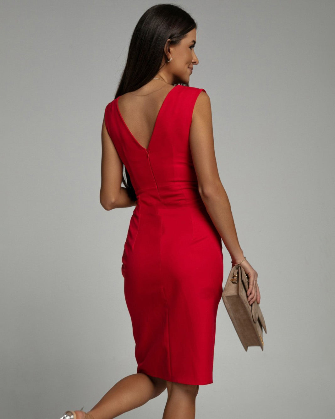 Kaela - Drapiertes, figurformendes Midikleid