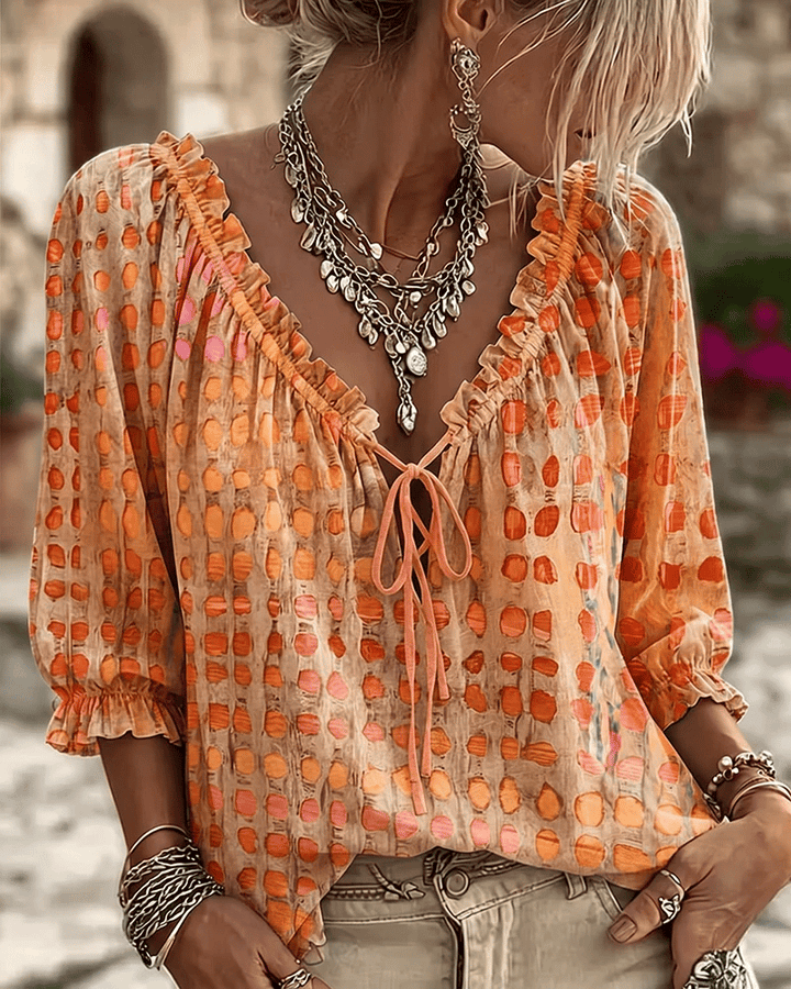 Bevelyn - Gepunktete Bluse mit weichem Griff