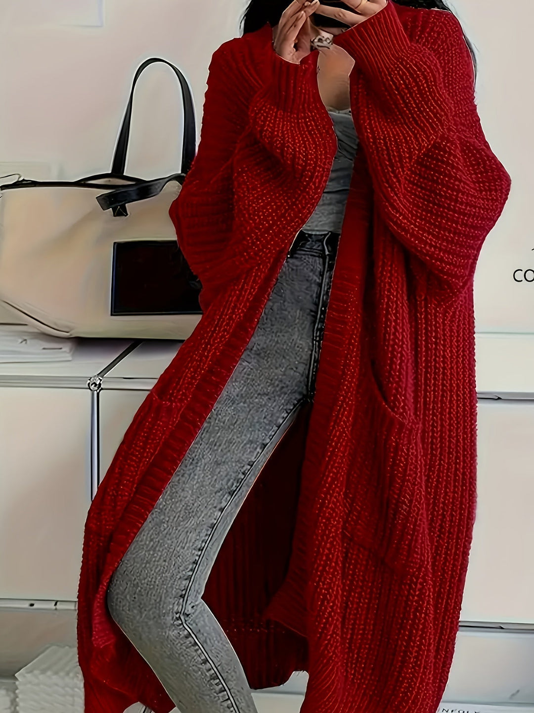 Rosalienne - Lang geschnittener Soft-Touch-Cardigan