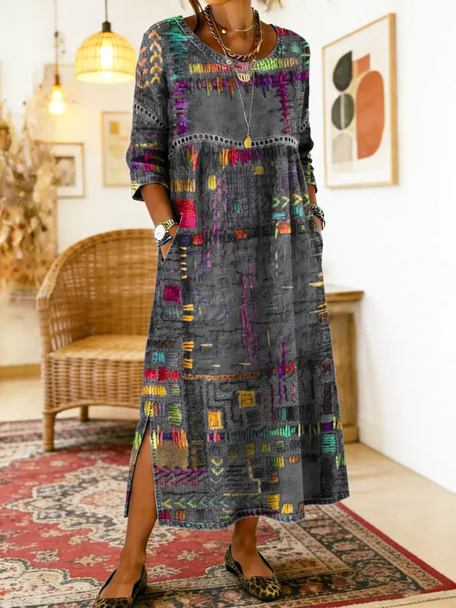 Maelle - Bedrucktes, locker geschnittenes Midikleid