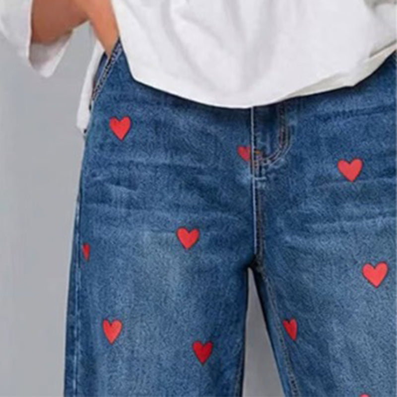 Arabella - Herzgemusterte Barrel-Leg-Jeans