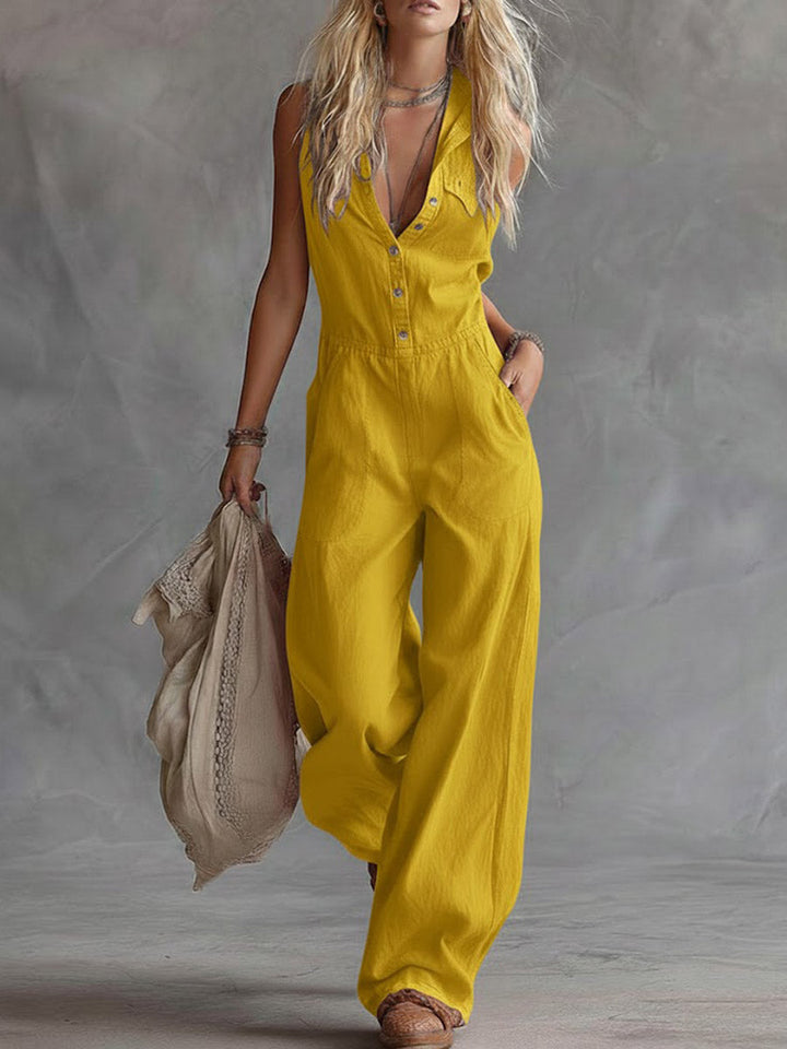Neoma - Jumpsuit mit Knopfleiste vorn und weitem Bein