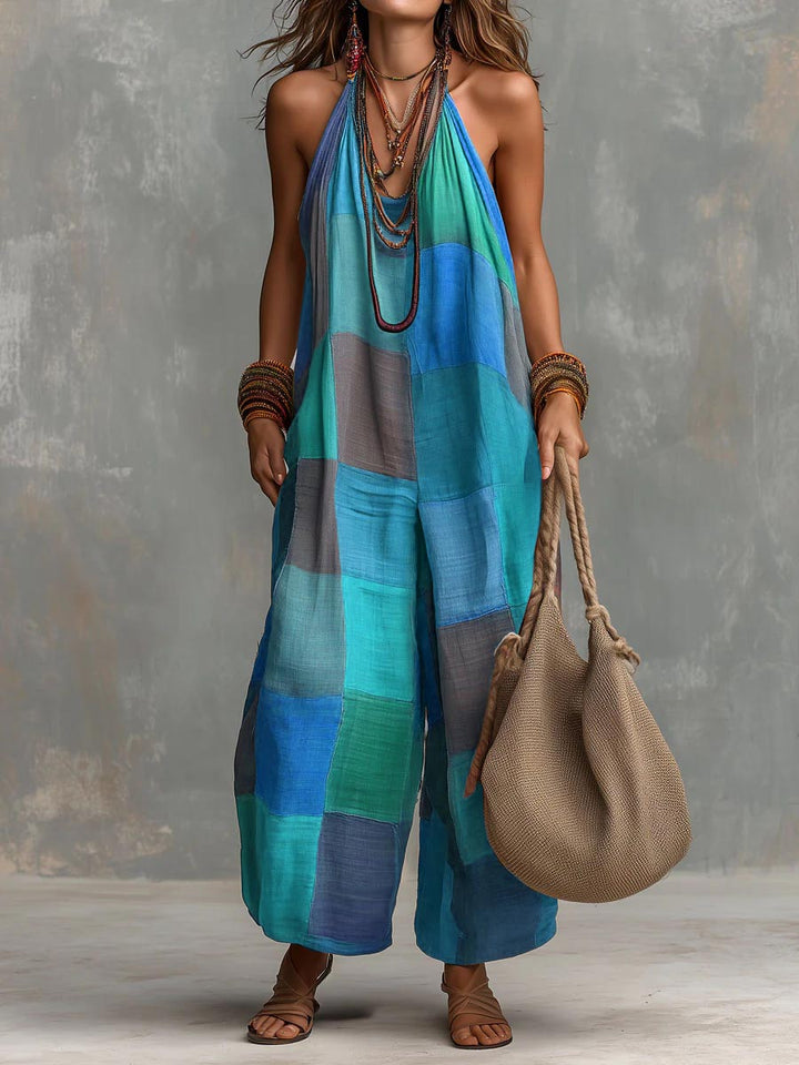 Adelyn - Neckholder-Jumpsuit in Patchwork-Optik