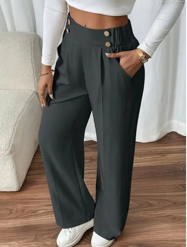 Ashlena - Hochtaillierte, weit geschnittene Soft-Touch-Hose