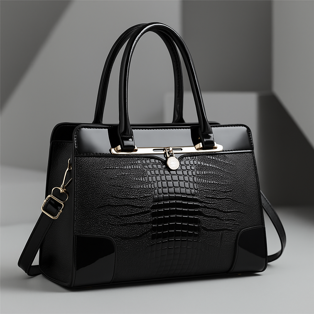 Aeryn - Formstabile Handtasche mit Kroko-Prägung