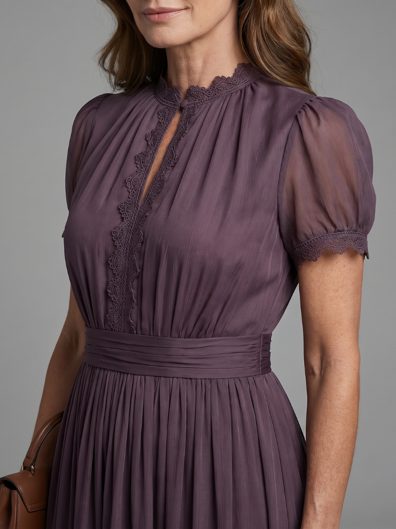 Jovelle - plissiertes Maxikleid mit weichem Griff