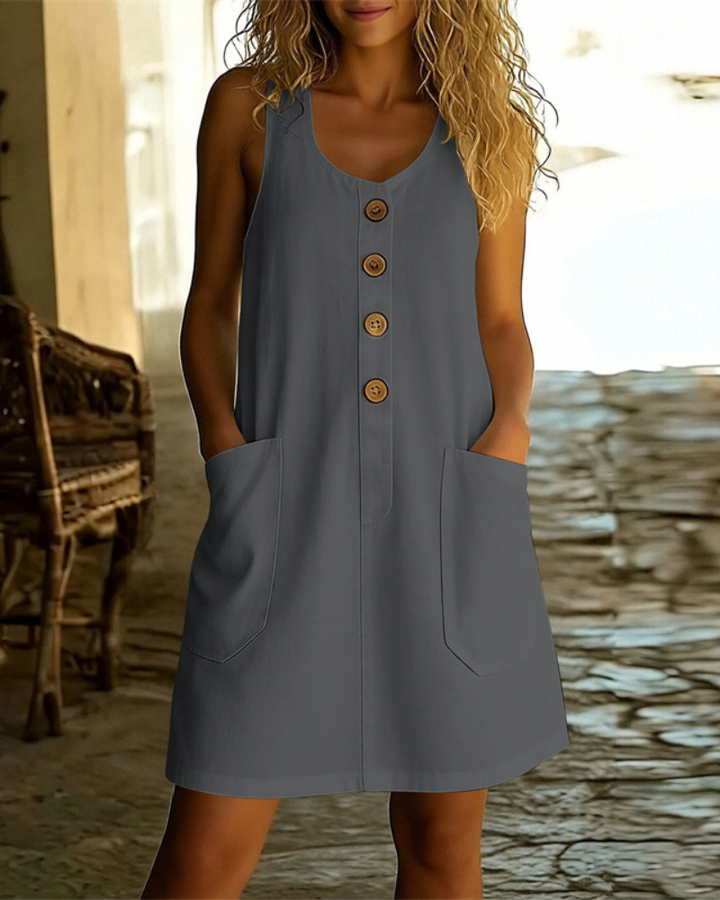 Katelin - Luftiges Sommerkleid mit durchgehender Knopfleiste