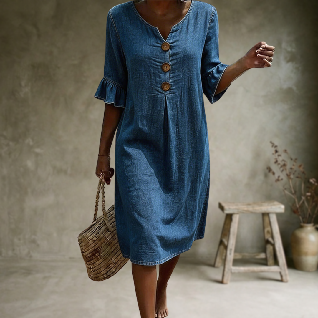 Sorella - Soft-Touch-Kleid mit Rüschenärmeln