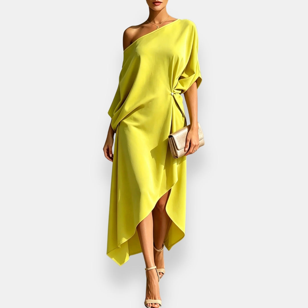 Edwina - Fließend fallendes asymmetrisches Abendkleid