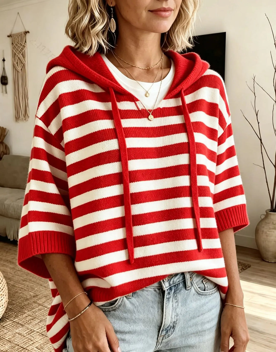 Leontine - Gestreifter Strickhoodie