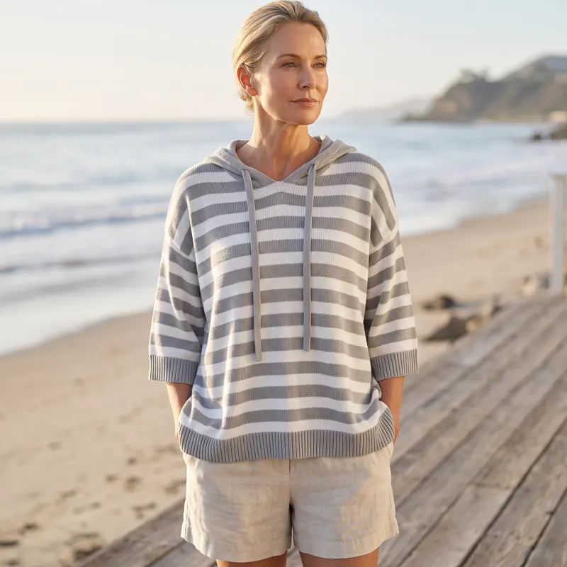 Leontine - Gestreifter Strickhoodie