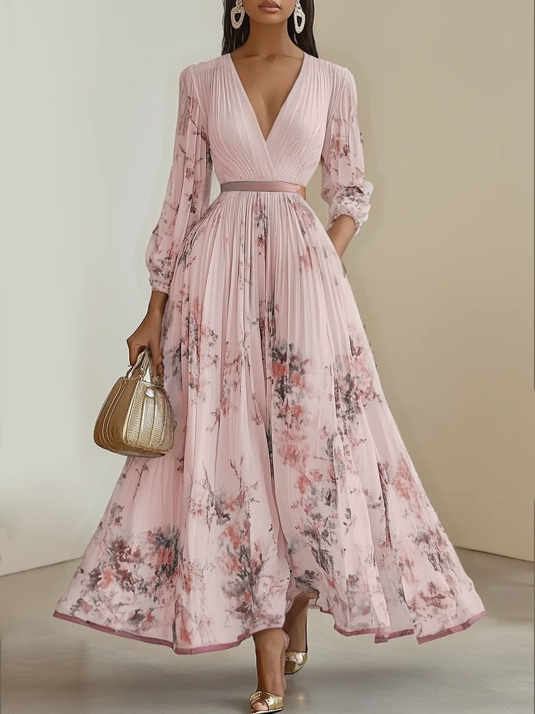 Nadia - Florales plissiertes Midikleid