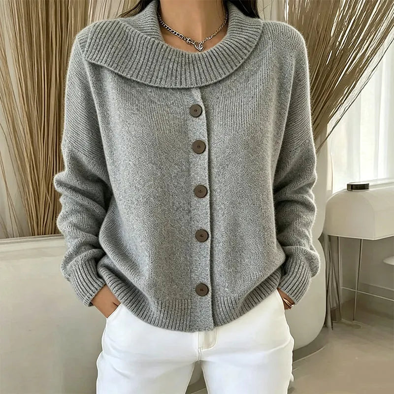 Elowette - Strick-Cardigan mit breitem Kragen und Knöpfen