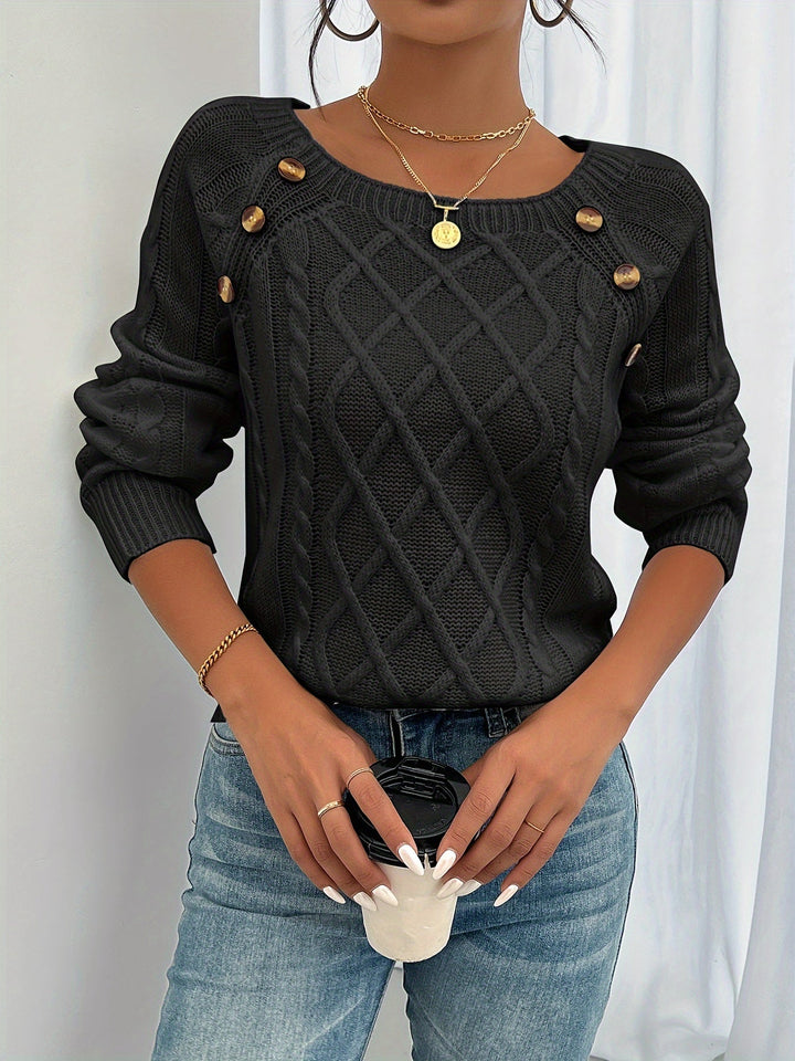 Rosabelle - Strukturierter Pullover mit Knopfdetails