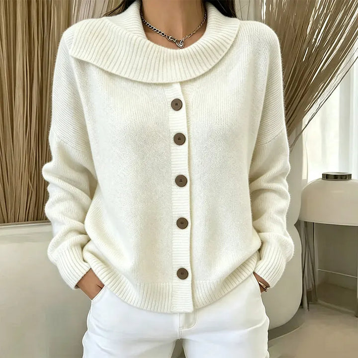 Elowette - Strick-Cardigan mit breitem Kragen und Knöpfen