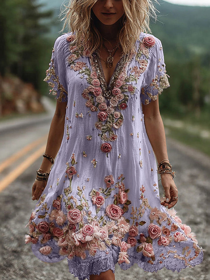 Giselda - blumenbesticktes Kleid