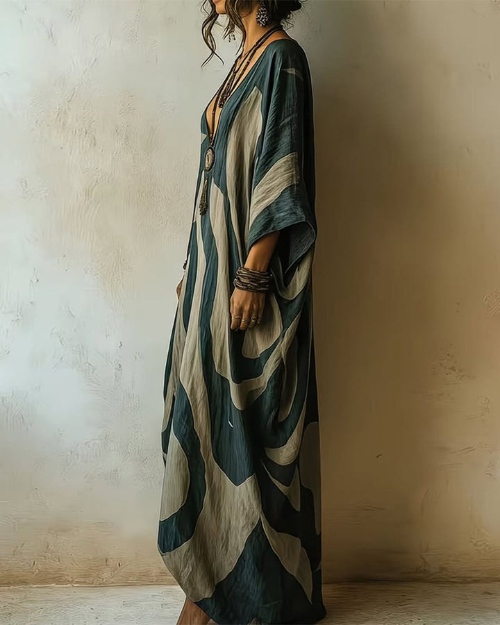 Aramina - Luxuriöser bedruckter Maxi-Kaftan