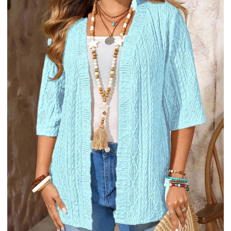 Delienne - Weiche Ajour-Strickjacke